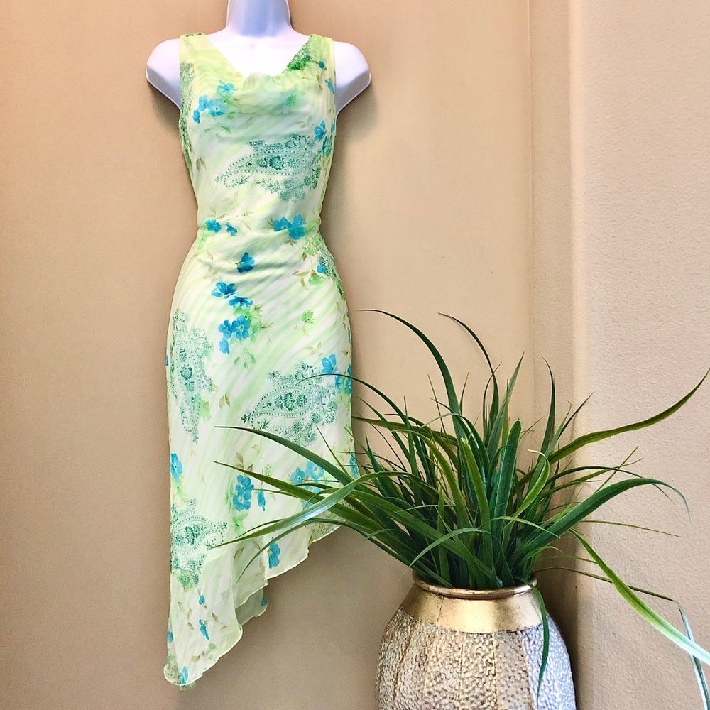 ALYN PAIGE⚡️Cow Neck Floral Asymmetrical Dress_5/6